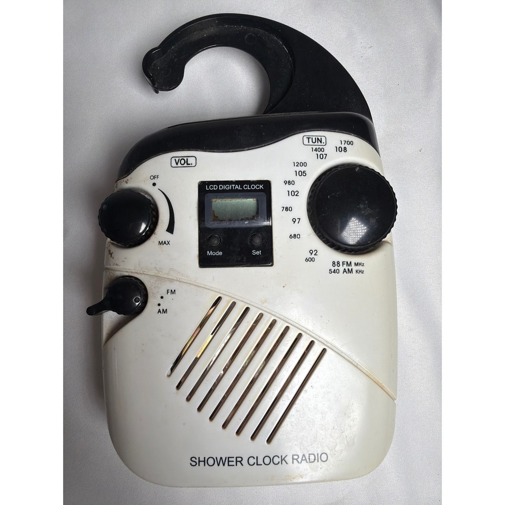 Vintage Shower Clock Radio Unisex OS White Fair